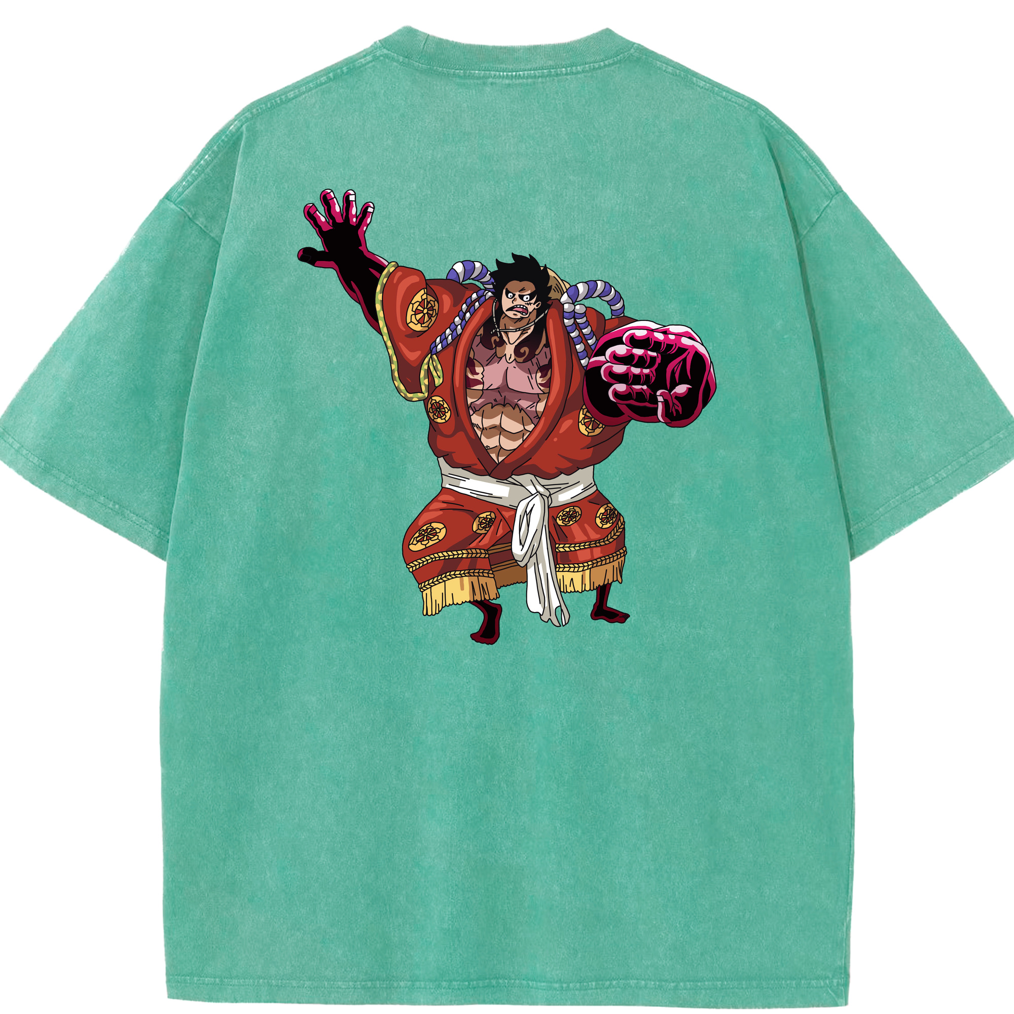 ワンピース モンキー・D・ルフィ ONE PIECE Monkey D. Luffy 綿100% ヴィンテージ風 半袖Tシャツ（背面プリント）